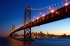 Blå fin fototapet och poster med bron i San Fransisco
